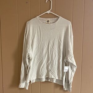 Free People Cream Long Sleeve Tee